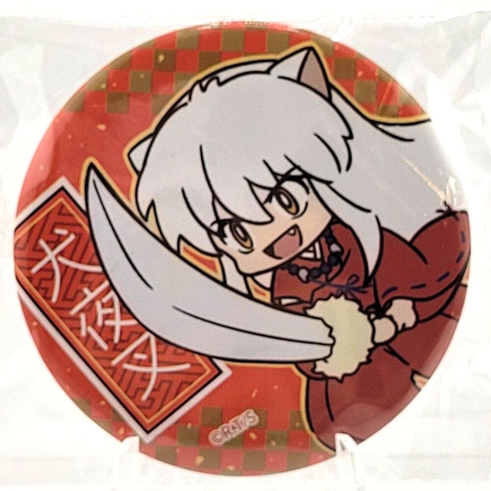 Inuyasha Tessaiga Chibi Red Checkerboard Can Badge